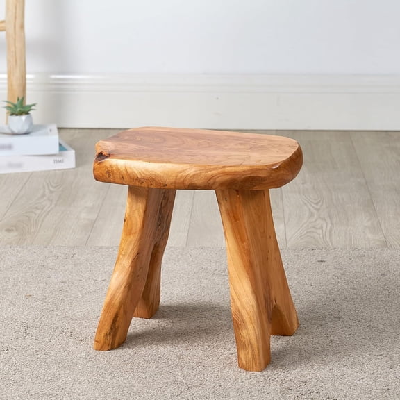 LUDYSHARE Natural Cedar Wood Stump Stool, 10"x13.5"x12.2"H Side End Table, Unique Home Decor for Living Room & Patio