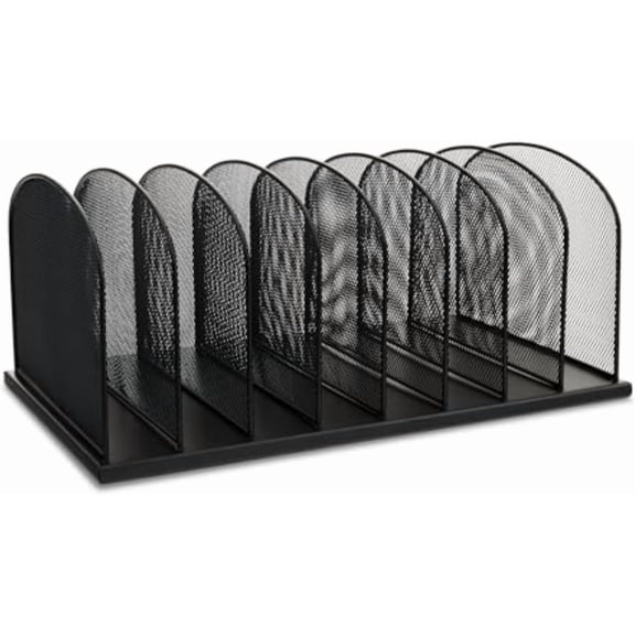 LUDYSHARE Onyx 8-Slot Steel Mesh Desk Organizer for Office, Classroom, Mail, Paper & Files, Black, 19.25"W