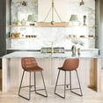 thumbnail image 1 of LUE BONA 24'' Counter Height Bar Stools with Back, Faux Leather for Home Kithchen Island, Red Brown, 1 of 10