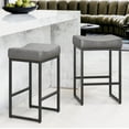 LUE BONA 24" Saddle Counter Height Bar Stools Set of 2, Modern Faux