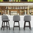 thumbnail image 1 of LUE BONA 26'' Swivel Bar Stools Set of 3, Counter Stools with Back & Footrest for Kitchen,Grey, 1 of 8