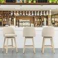 thumbnail image 1 of LUE BONA 26'' Swivel Bar Stools Set of 3, Counter Stools with Back & Footrest for Kitchen,Linen, 1 of 8