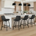thumbnail image 1 of LUE BONA 360° Swivel Bar Stools Set of 2, 26 Inch Counter Height Bar Stools, Modern Faux Leather with Enlarged Seats, Metal Legs for Kitchen Island, Dining, Black, 1 of 7