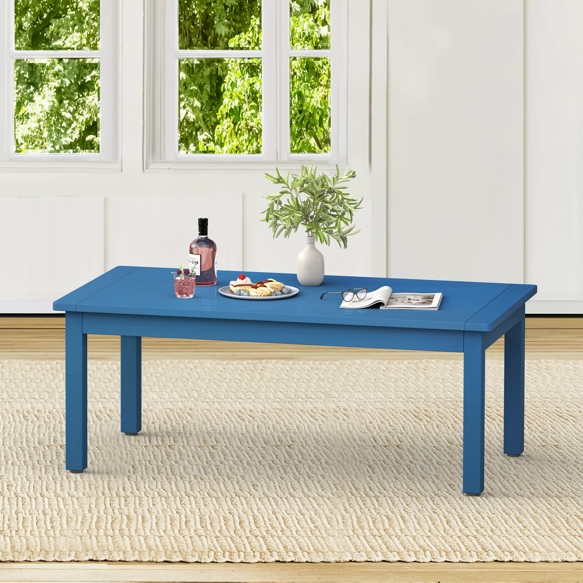 LUE BONA 42''L Patio Coffee Table,HDPS Rectangle Outdoor Coffee Table ...