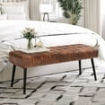 thumbnail image 1 of Dycanpo 44.5”Bedroom Bench, Faux Leather Modern Ottoman Bench with Metal Legs, Red Brown, 1 of 7