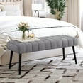 thumbnail image 1 of Dycanpo 44.5”Bedroom Bench, Linen Modern Ottoman Bench with Metal Legs, Gray, 1 of 7