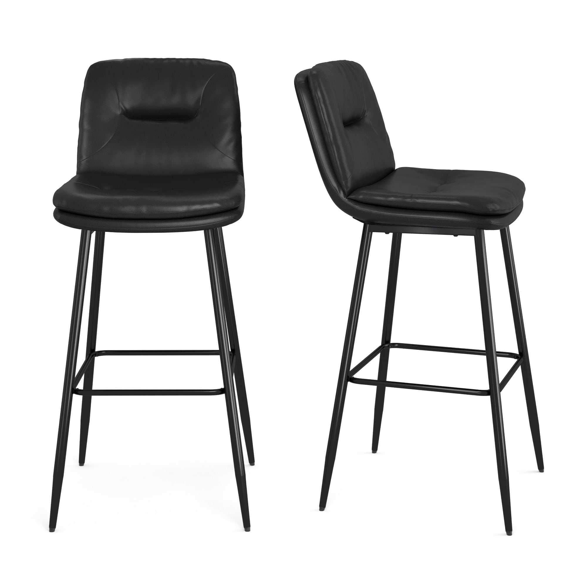 LUE BONA Bar Stools, Double-Layer Faux Leather Upholstered Counter ...