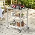 thumbnail image 1 of LUE BONA Foldable Outdoor Grill Cart, Movable 3 Tiers Grill Table,Stainless Steel, 33.8'',White, 1 of 10