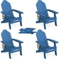 thumbnail image 1 of LUE BONA Folding Adirondack Chair, Chairs Set of 2, Cup Holder, Woodgrain, Fire Pit, Patio, Pool, Blue, 1 of 6