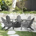 thumbnail image 1 of Dycanpo Folding Adirondack Chair Set of 5,Fire Pit Patio Garden Chair with Cup Holder,Dark Gray, 1 of 6