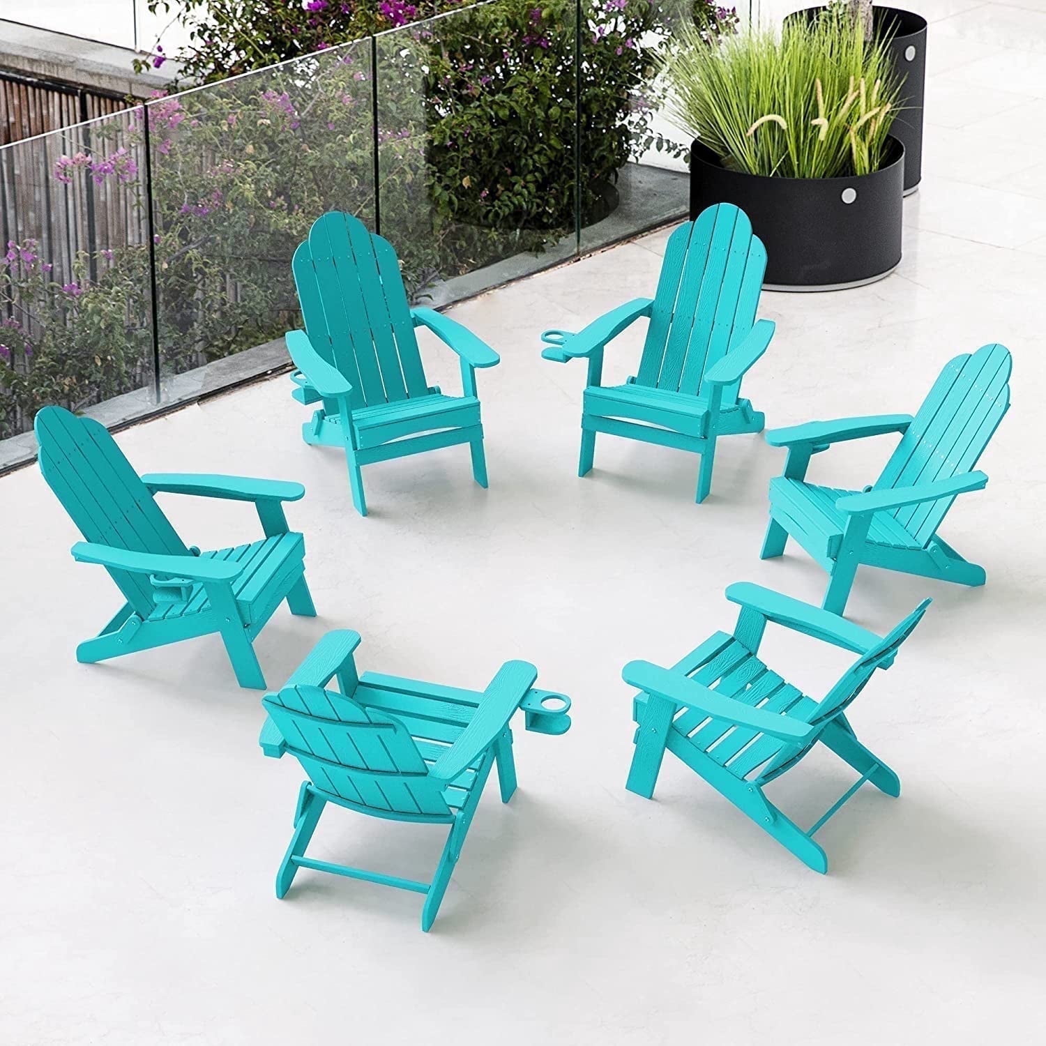 Adirondack Folding Chair- Aruba Blue & Driftwood Gray main image 0