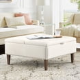 thumbnail image 1 of LUE BONA Large Storage Ottoman Lift Top Coffee Tables, 36 inch Tufted Waffle Faux Leather，White, 1 of 5