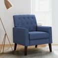 thumbnail image 1 of LUE BONA Linen Accent Chair 18.5" H, Button Tufted Arm chair, Comfy Living Room Chair with Arms ,Navy Blue, 1 of 7