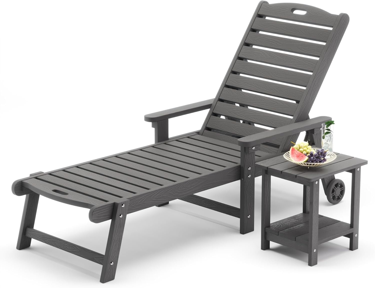 LUE BONA Outdoor Chaise Lounge Chairs Set of 2, HDPS Material, 3Year