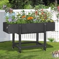 thumbnail image 1 of LUE BONA Raised Garden Bed with Wheels, 48 * 16.7 * 28 in, Poly Elevated Outdoor Planter Box with Tools, Weather Resistant, Standing Growing Bed Herb Planter for, 1 of 8