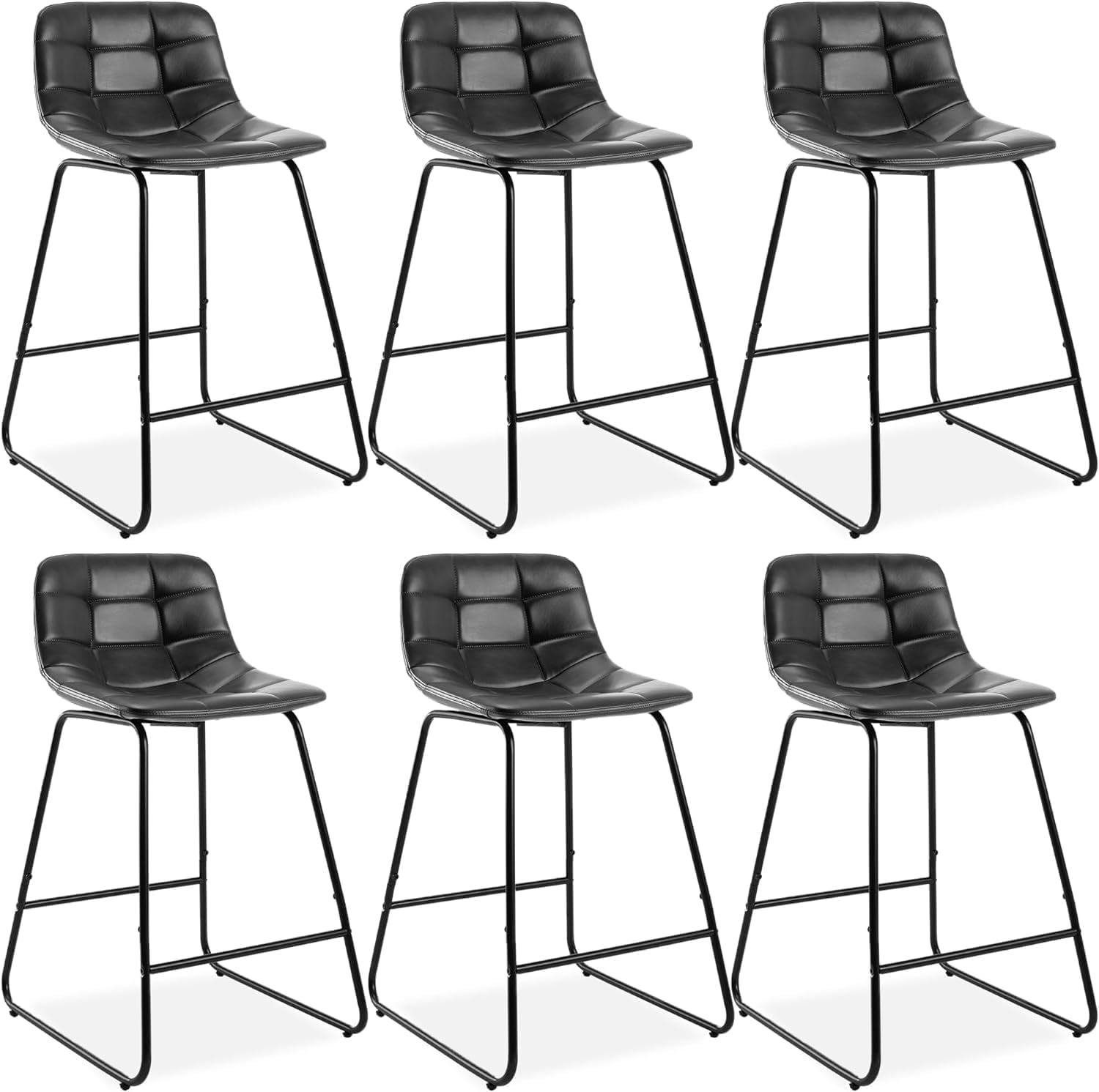 Pattern Bar Stool LUE BONA Upholstered Checkered Pattern Bar Stools Set of 6, Faux ...