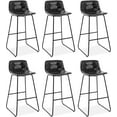 thumbnail image 1 of LUE BONA Upholstered Checkered Pattern Bar Stools Set of 6, Faux Leather 30 Inch Bar Height Chairs Kithchen Island, Black, 1 of 6