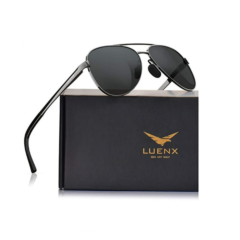 LUENX Men Aviator Sunglasses Polarized Women:UV 400 Protection