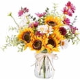 thumbnail image 1 of LUEUR Artificial Faux Flowers in Vase for Home, Fake Flowers Arrangment with Pot, Sunflower Silk Daisy Bouquet for Fall Spring Decor Coffee Table Dinning Room Kitchen Centerpiece Table Decorations, 1 of 1