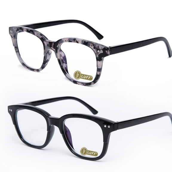 LUFF 2Pc Adult HD Round Spring Hinge Resin Frame Reading Glasses4.0x