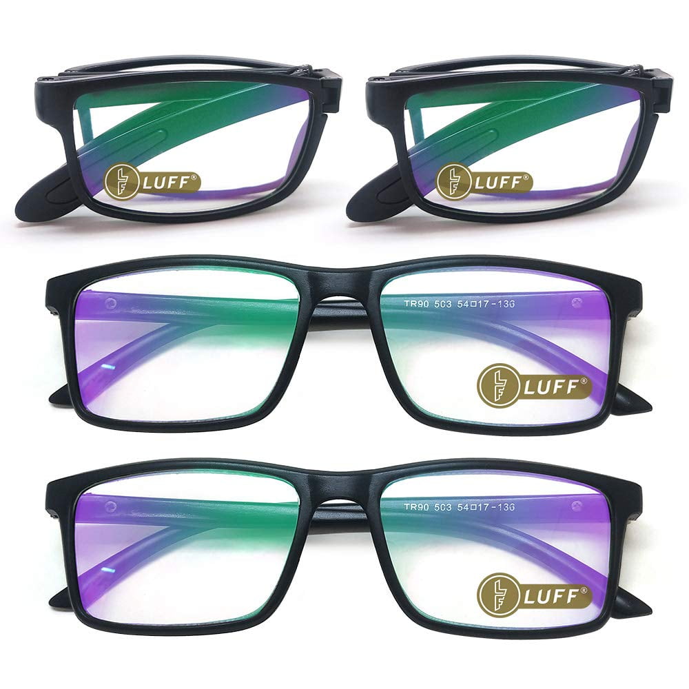 View of LUFF 4 Packs Resin Folding Blue Light Blocking Reading Glasses,for ...