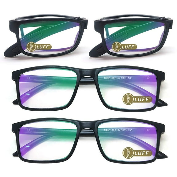 LUFF 4 Packs Resin Folding Blue Light Blocking Reading Glasses,for Women/Men4.0x