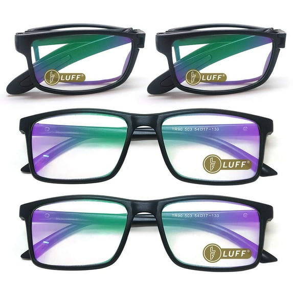 LUFF 4 Packs Resin Folding Blue Light Blocking Reading Glasses,for Women/Men4.0x
