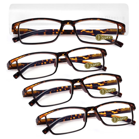 LUFF 4Packs Resist Blue-Ray Resin Reading Glasses for Man/Woman,1.0x