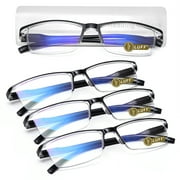 LUFF 4Packs Resist Blue-Ray Resin Reading Glasses for Man/Woman,3.25x