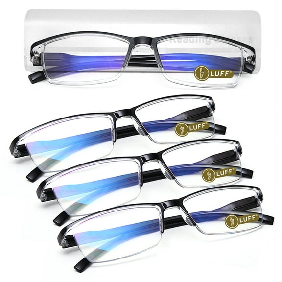 LUFF 4Packs Resist Blue-Ray Resin Reading Glasses for Man/Woman,3.75x