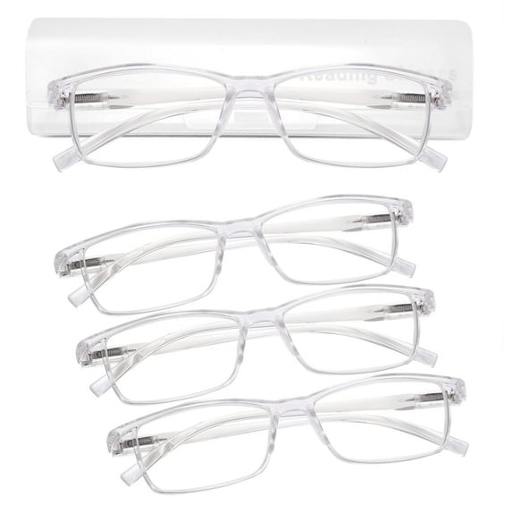 LUFF 4Packs Resist Blue-Ray Resin Reading Glasses for Man/Woman,4.0x