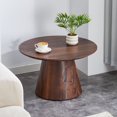 thumbnail image 1 of LUFTUT 25.6" Round Coffee Table, Modern Wood-Look Pedestal Coffee Table with 1" Thick Engineered-Wood Top, Mid-Century Center Table for Living Room, 300 lb Capacity (Brown), 1 of 7
