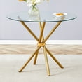thumbnail image 1 of LUFTUT 36.6" Round Glass Dining Table, Modern Gold Base Kitchen Table, Small Space Bistro Table, Clear Tempered Glass Top for Apartmen, 1 of 9