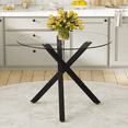 thumbnail image 1 of LUFTUT 39" Round Dining Table , Clear Tempered Glass Kitchen Table, Black X-Leg Metal Base, Modern Circle Leisure Table for 4, 1 of 8