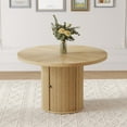 thumbnail image 1 of LUFTUT 47.2" Round Kitchen Table, Pedestal Dining Table with 2 Hidden Shelves & Sliding Wood Door, Engineered-Wood MDF, Space-Saving for Apartment & Small Space (Oak), 1 of 9