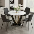 thumbnail image 1 of LUFTUT 5-Piece Dining Table Set, 42" Faux Marble Round Kitchen Table with 4 Black PU Upholstered Chairs for Small Spaces, 1 of 9