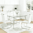 thumbnail image 1 of LUFTUT 5-Piece Glass Dining Table Set for 4, 51" Modern Rectangular Tempered Glass Kitchen Table with 4 White PU Leather Cantilever Chairs, Silver Metal Legs, for Small Spaces, Apartment, 1 of 8
