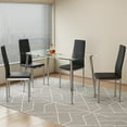 thumbnail image 1 of LUFTUT 5-Piece Kitchen Table and Chairs Set for 4, 51" Glass Dining Table with Chrome Legs, 4 Black PU Leather Dining Chairs, Space-Saving for Apartment & Breakfast Nook, Easy Assembly, 1 of 10