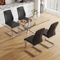 thumbnail image 1 of LUFTUT 63" L Glass Dining Table Set for 4, Modern Rectangular Tempered Glass Table, X-Base Silver Chrome Legs, 4 Black PU Leather Chairs for Dining Room, 1 of 10