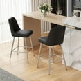 thumbnail image 1 of LUFTUT Bar Stools Set of 2, Counter Height Barstools with Back, Modern Faux Leather Kitchen Stools, 27" Black Barstools with Stable Metal Legs for Small Spaces, Kitchen Island, Coffee Corner, 1 of 8