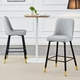 thumbnail image 1 of LUFTUT Bar Stools Set of 2, Counter Height Barstools with Back, Modern Faux Leather Kitchen Stools, 27" Light Gray Barstools with Stable Metal Legs for Small Spaces, Kitchen Island, Coffee Corner, 1 of 7