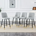 thumbnail image 1 of LUFTUT Bar Stools Set of 4, Counter Height Barstools with Back, Modern Faux Leather Kitchen Stools, 27" Light Gray Barstools with Sturdy Metal Legs for Large Spaces, Kitchen Island, Dining Room, 1 of 7