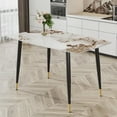 thumbnail image 1 of LUFTUT Dining Table for 4, Rectangular Faux Marble Dining Table Top with Metal Frame, Modern Kitchen Dining Room Table, 1 of 7