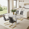 thumbnail image 1 of LUFTUT Dinner Table Set for 4, 63'' Grey Faux Marble Dining Room Table with PU Upholstered Chairs, Modern Rectangle Kitchen Table Chairs Set of 4, Ideal for Kitchen, Sturdy and Easy Assembly, 1 of 10