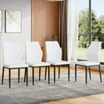 thumbnail image 1 of LUFTUT Modern Dining Chairs Set of 4, White PU Leather Upholstered Kitchen Side Chairs, Ergonomic High-Back Design with Sleek Black Metal Legs, 1 of 8