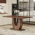 thumbnail image 1 of LUFTUT Modern Dining Table for 6, Walnut Kitchen Table with U-Shaped Pedestal Base, 1.8" Thick MDF Dinner Table, Rectangular Top, Easy Assembly for Apartment/Loft, 1 of 8