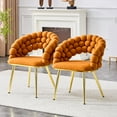 thumbnail image 1 of LUFTUT Velvet Bubble Back Dining Chairs Set of 2, Modern Orange Upholstered Accent Chairs, Golden Metal Legs, Stylish Vanity & Kitchen Furniture, 1 of 7