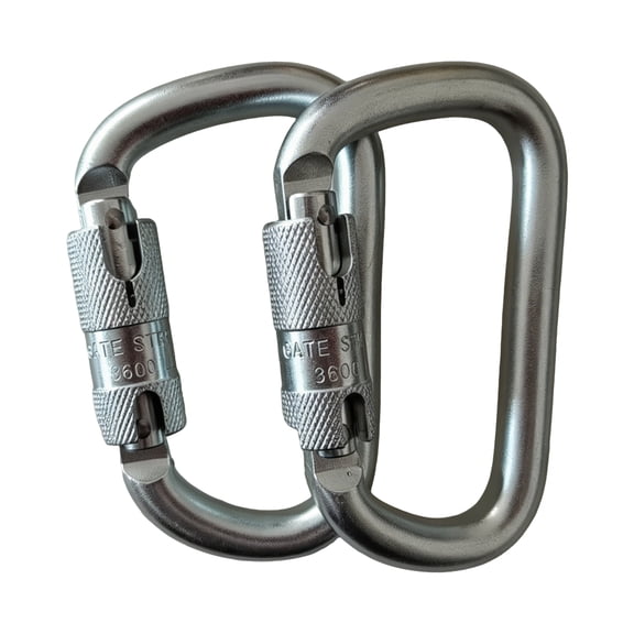 LUGBING 2 Pack 45KN Alloy Steel Auto Lock Carabiner, Heavy Duty Rock Climbing Rescue Hook, One Hand Auto-Locking Carabiner for Mountaineering Rappelling Large Dog Tether Silver