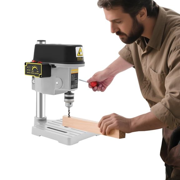 LUGBING Mini Bench Drill Press 340W 3 Variable Speed 0-16000 RPM Portable Corded Benchtop Table Drill Machine 110V for Wood Metal PCB Jewelry DIY Craft Model Making