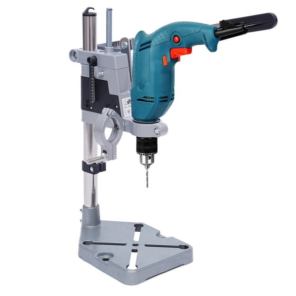 LUGBING Portable Drill Press Stand, Height Adjustable Drill Clamp Holder with Cross Base for 38-42mm Electric Hand Drill, Precision DIY Drilling Workbench Tool